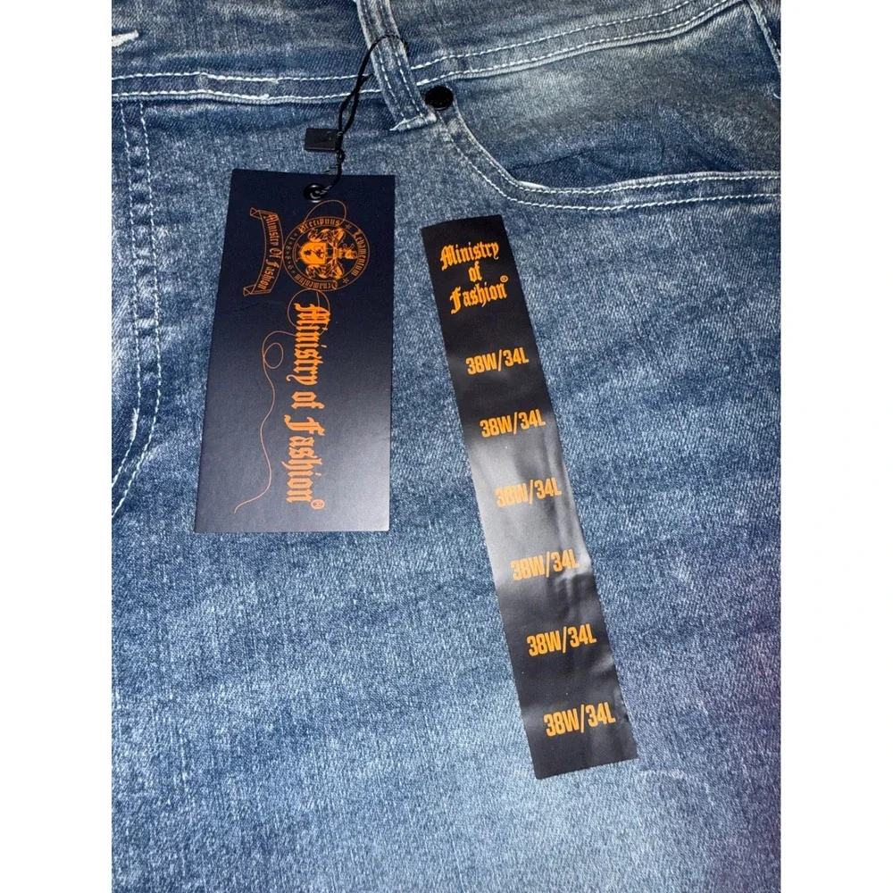NWT Ministry of Fashion Skinny Moto Paint Splatter Jeans 38x34 MOF2800